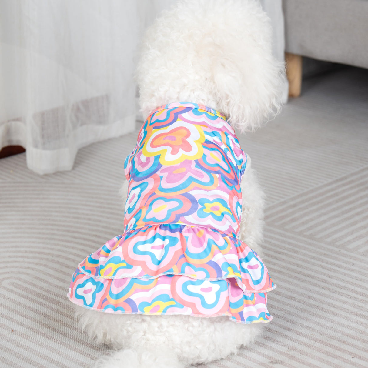 cyeollo 2 Pack Tie Dye Dog Dress Puppy Dress Soft Breathable Dog Clothes for Small Dogs Girl Outfit Pet Apparel, Tie Dye+Flower, XS