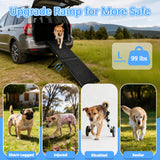 LoopTime Dog Ramp for Car,49.4"x 16.1" Dog Stairs for Large Dogs with Anti-Slip Surface,Large Folding Pet Stairs for SUV,Truck with Adjustable Height,Outdoor Portable Wide Dog Steps up to 99LBS