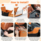 Tivray Elevated Dog Car Seat, Dog Booster Car Seats for Small & Medium Breeds Up to 35lbs, Fully Detachable and Washable, Memory Foam Pet Carseat with 2 Storage Pockets & 3 Safety Belts, Black + Brown