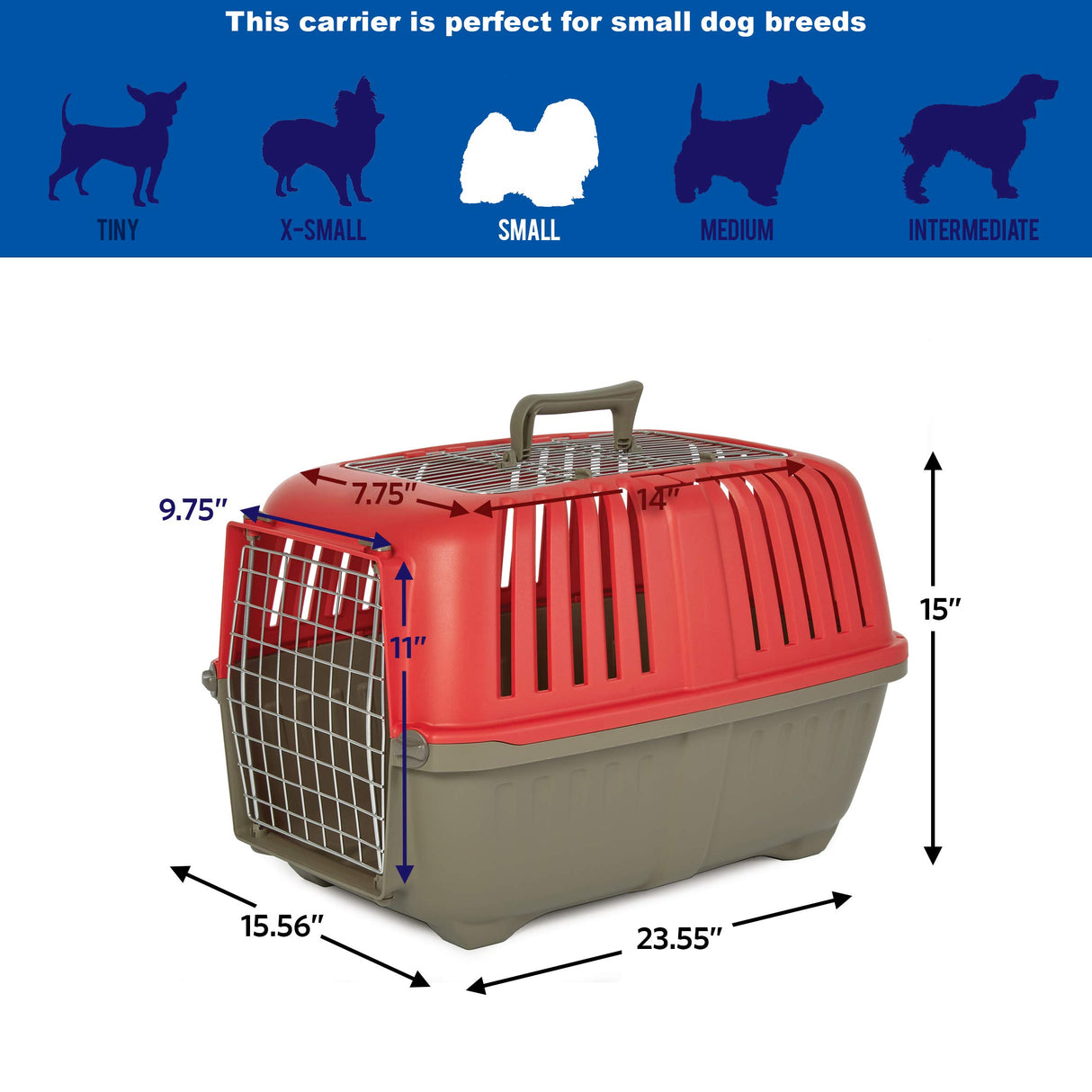 MidWest Homes for Pets Spree Travel Pet Carrier, Dog Carrier Features Easy Assembly and Not The Tedious Nut & Bolt Assembly of Competitors, Ideal for Small Dogs & Cats