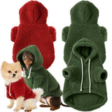 Reginary 2 Pcs Fuzzy Small Dog Hoodie Winter Dog Sweaters Double-Sided Plush Warm Soft Hooded Puppy Pet Sweatshirt Clothes Coats(L: Weight:8.5-13.2lb,Green and Red)