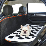iChosen Dog Bed Mat for Car Backseat Extender, 24.8'' x 54'' Non-Slip Travel Pet Blanket for Back Seat, Washable, Soft & Scratch-Proof, Universal Fit for Car, SUV, Truck, 2'' Thick (Black & White)