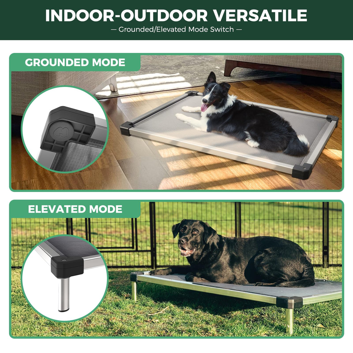 FXW TitanNest Chew-Proof Elevated Dog Bed, Raised Cot for Indoor/Outdoor/Camping Use, Durable & Washable Padded Pet Bed for Toy Dogs, 24.0" L x 20.0" W x 4.1" H, Gray