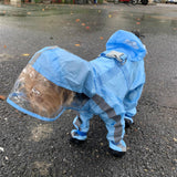 Dog Raincoat with Boots,Waterproof Dog Raincoats with Hood,Raincoat with Reflective Strap, Lightweight Rain Jacket with Leash Hole (Blue Cloud (Detachable Tail), XXL (14-17lb))