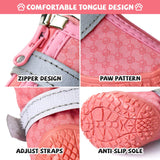 Pink Dog Shoes for Small Dogs, Anti-Slip Dog Boots with Reflective Strips, Puppy Paw Protectors for Ourdoor Indoor Walking Winter Snow Summer Hot Pavement, Waterproof in Rainy Weather 4PCS/Set