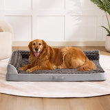 Aeroluxe Dog Bed Large Sized Dogs, XXL Orthopedic Dog Bed for Large Dogs, Waterproof Pet Bed with Washable Removable Cover, L-Shaped Pet Couch with Portable Handle 48"x35"x7.5", Grey