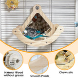Bird Perch Toy with Mirror for Cage, Interactive Rocking Parakeet Toys and Perches, Wood Exercise Wheel Cockatiel Toys, Birds Enrichment Toy for Parrot, Bird Cage Accessories Perch for Budgies Conure