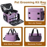 BABEYER Dog Grooming Vacuum Bag, Pet Grooming Kit Bag Perfect for Dog Hair Vacuum & Grooming Tool Kit Accessories- Purple
