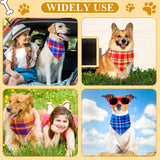 Bunnycool 72 Pcs Plaid Dog Bandanas Bulk Triangle Scarf Cat Bibs Puppy Scarf Stripe Bandanas for Puppy Cat Birthday Party Costume