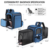Groxkox Cat Carrier Backpack for Travel,Dog Carrier Backpack for Large cat, Small Dogs,Puppies Up to 20 Lbs,Expandable Cat Backpack for Outdoor Hiking,Pet Carrier Backpack,Cat Backpack Carrier (Blue)