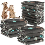 12 Pcs Small Dog Blanket Fleece Puppy Blankets Washable Pet Blankets for Cats Soft Flannel Paw Printed Throw for Guinea Pig Indoor Kittens Doggie (23 X 16 Inch,Dark Gray)