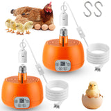 Enhon 2 Pack Chicken Coop Heater, Timing Heat Lamp for Chickens, Smart Temperature Control Chicken Brooder Heater, 5 Ft Ultra Long Cable Reptile Heating Lamp for Chicks Duck Dog Cats, No Remote