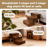Dog Stairs for Large Dogs,Wooden Dog Steps for High Bed,24.4" Non-Slip Pet Stairs Up to 180LB,Pet Ramps for Small Medium Large Pet (Tiger, Small, 3)