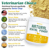 Senior Dog Dental & Supplement Powder - Contains Vitamin E, Glucosamine, Omega-3 and Probiotics - Effectively Removes Tartar Buildup, Supports Your Dog's Dental, Joint, and Digestive Health, 2.82 oz