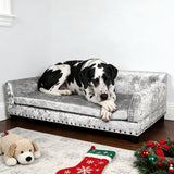 BingoPaw Large Dog Sofa Couch: Luxury Extra Large Pet Couch Made by Deluxe Tufted Velvet - European Court Style Doggy Chaise Daybed with Attached Cushion for Giant Breed Dogs up to 120lbs