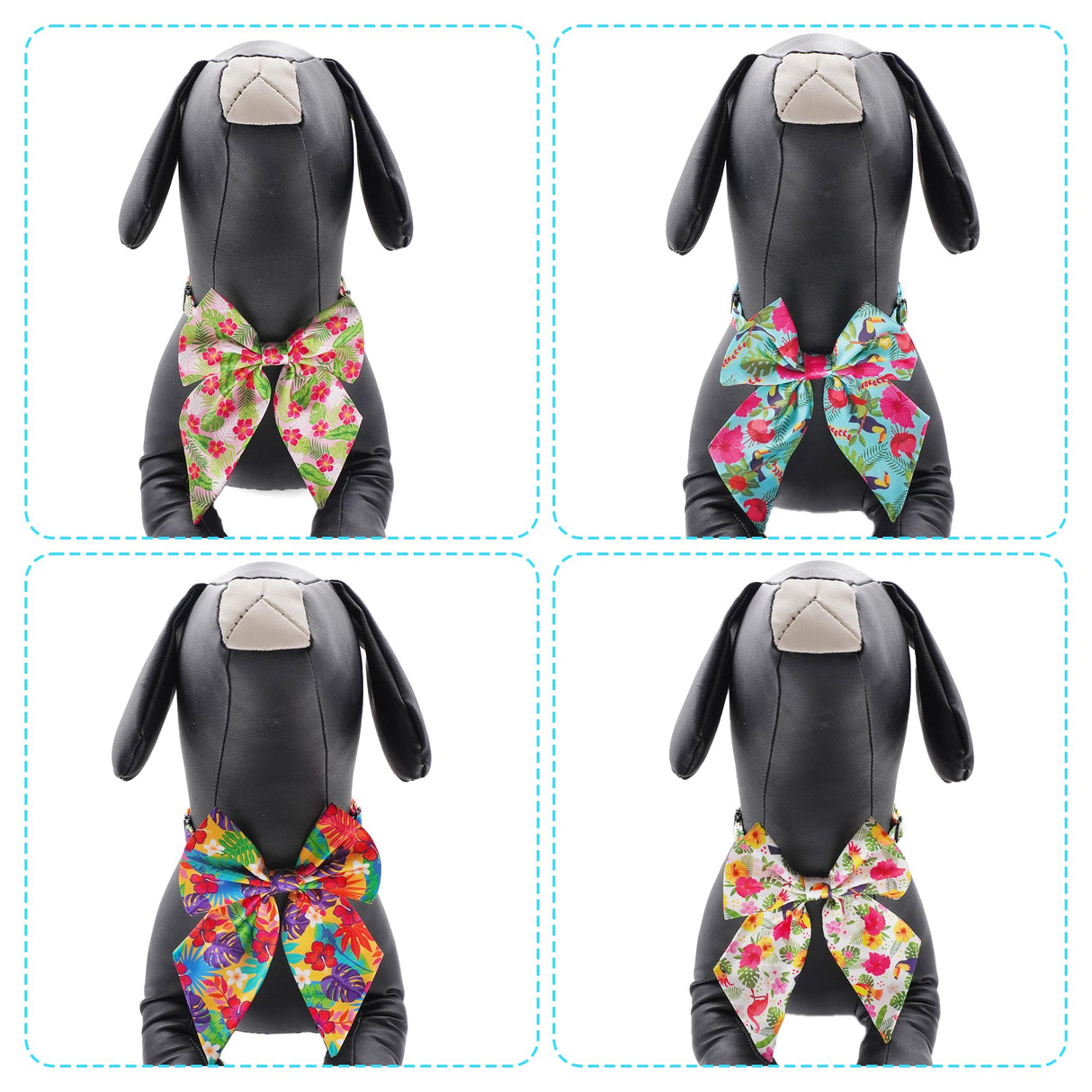 PET SHOW 10 Pack Hawaiian Dog Collar Bow Ties Bulk Adjustable Bowties for Medium Large Dogs Boy Girl Alpaca XL Summer Bowknot Neck Attachments Holiday Party Costume Pet Grooming Accessories