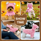 Dog Hoodie with Bear Ears Fleece Dog Valentines Sweater for Small Dogs French Bulldog Clothes Puppy Costume for Small Dogs XS Winter Clothes Cozy Pet Fleece for Cats