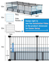 BUCATSTATE Guinea Pig Cages 20 Panels, Rabbit Cage Indoor with Waterproof Mat, Small Animal Playpen with Door for Guinea Pigs, Bunny, Hedgehogs, Chickens, Chinchillas (56" L x 24" W x 12" H)