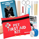 Dog First Aid Kit for Hiking & Travel - Vet Approved Emergency Supplies - Pet First Aid Kit Guide, Tick Remover, Thermal Blanket & More - Compact Dog Hiking Gear for Camping, Hunting, Backpacking