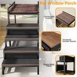 kepptory Pet Bunk Bed with Stairs and Storage, Dog Beds Attachment to Human Bed, Bedside Dogs Cot for Small, Medium Cats & Dogs, Pet Window Perch (Brown)