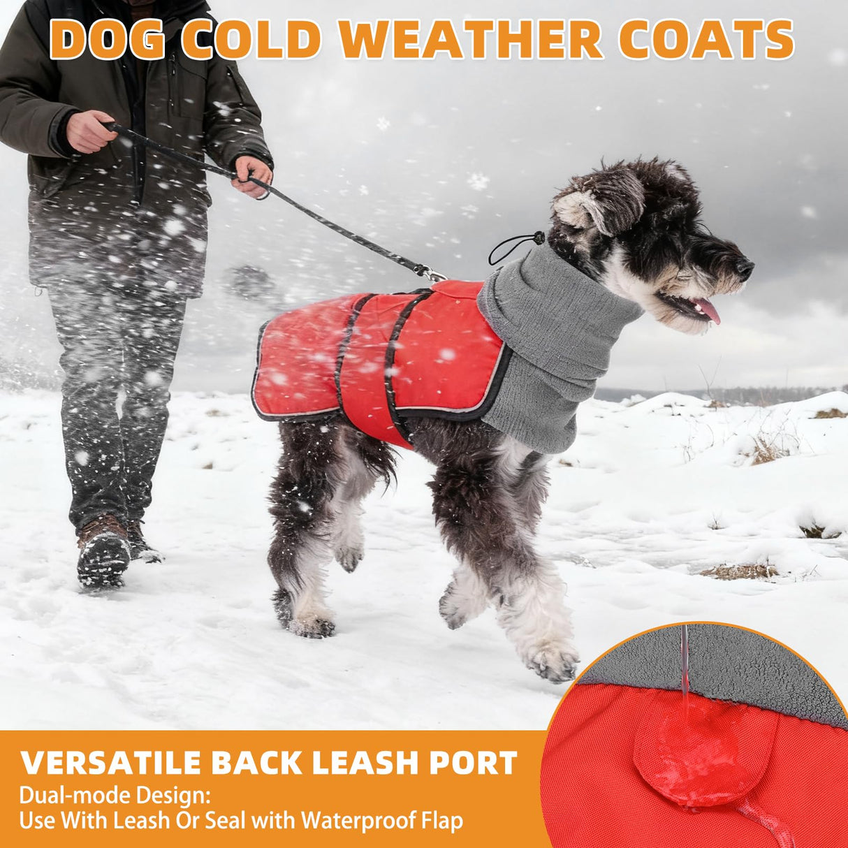 KOOLTAIL Dog Snow Jacket Winter Coat for Small Medium Dogs, Waterproof&Windproof Puppy Jacket with Fleece Lining and High Collar for Cold Weather, Warm Pet Snowsuit Vest Clothes with Leash Hole, Red S