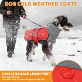 KOOLTAIL Dog Snow Jacket Winter Coat for Small Medium Dogs, Waterproof&Windproof Puppy Jacket with Fleece Lining and High Collar for Cold Weather, Warm Pet Snowsuit Vest Clothes with Leash Hole, Red S