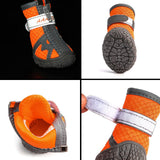 PAIDEFUL Dog Walking Shoes for Small Dogs Hot Pavement Soft Mesh Breathable Adjustable Summer Boots for Medium Dogs Pet Paw Protectors with Reflective Stripes Rubber Nonslip Sole Orange 3