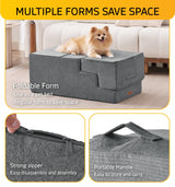 Dog Stairs for Small Dog Steps for Bed Ramps Stairs Extra Wide Steps for Bed Foam Stairs for Couch Sofa 35D Strong Support Pet Stairs Non-Slip Bottom Pet Steps to Get on Bed, Grey, 3 Steps