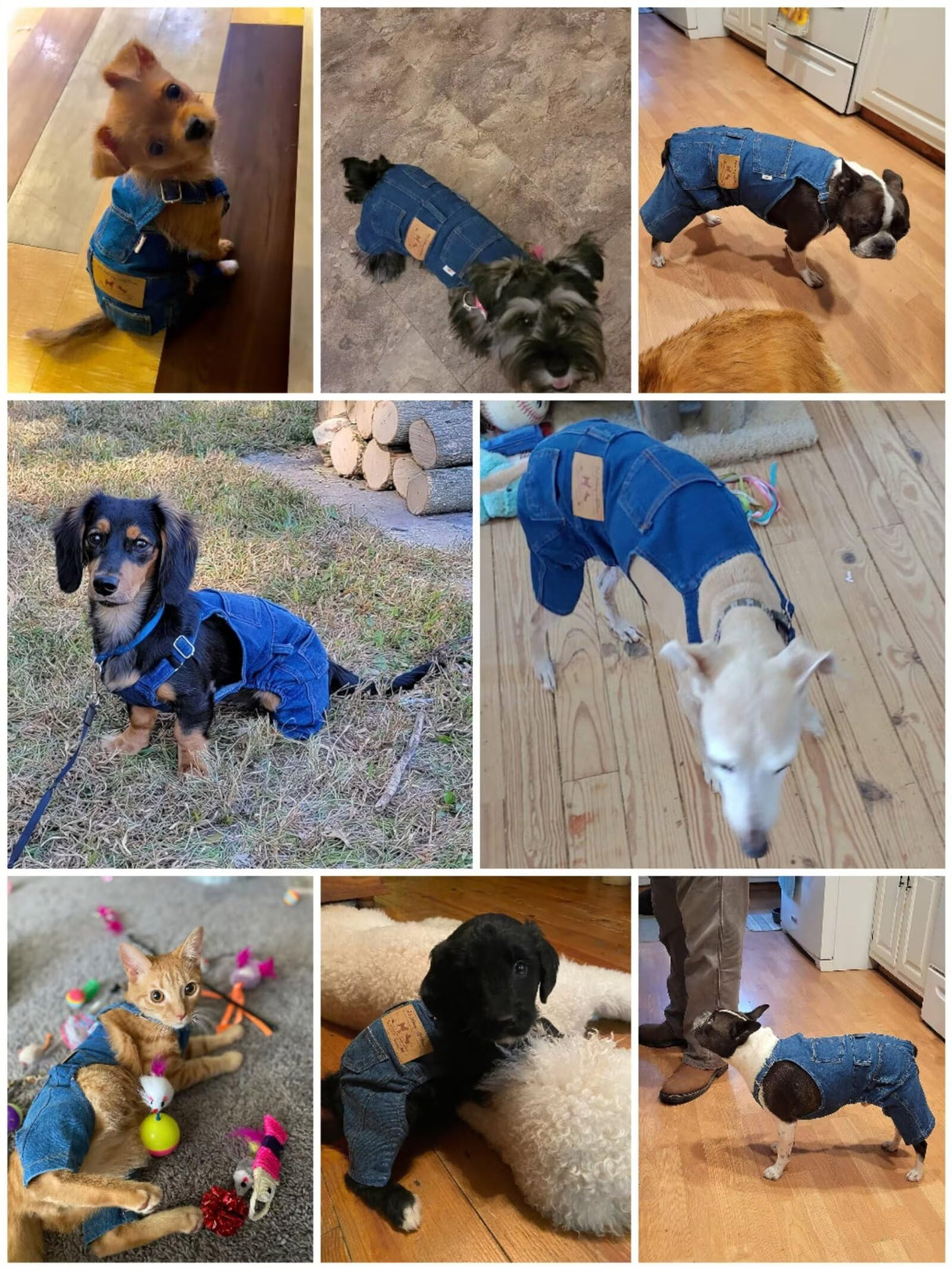 Pet Clothes Elastic Jeans Overalls Comfortable Washed Denim Cute Style for Puppy (S)
