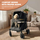 AdventEdge Premium Large Dog Stroller for Pets up to 55lbs, Dog Stroller for Medium Dogs, All-Terrain pet Stroller with Carbon Steel Frame & Breathable Mesh, Black & Grey (Large)
