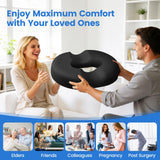 DailyCuddles Donut Pillow for Tailbone Pain, Hemorrhoids - Cooling Gel Memory Foam Chair Seat Cushion for Office, Home & Wheelchair, Ergonomic Chair Pad for Pregnancy, Sciatica, Coccyx (Large, Black)