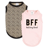 Luvable Friends Dog Pet Dog and Cats Cotton T-Shirts 2pk, BFF Leopard, Small