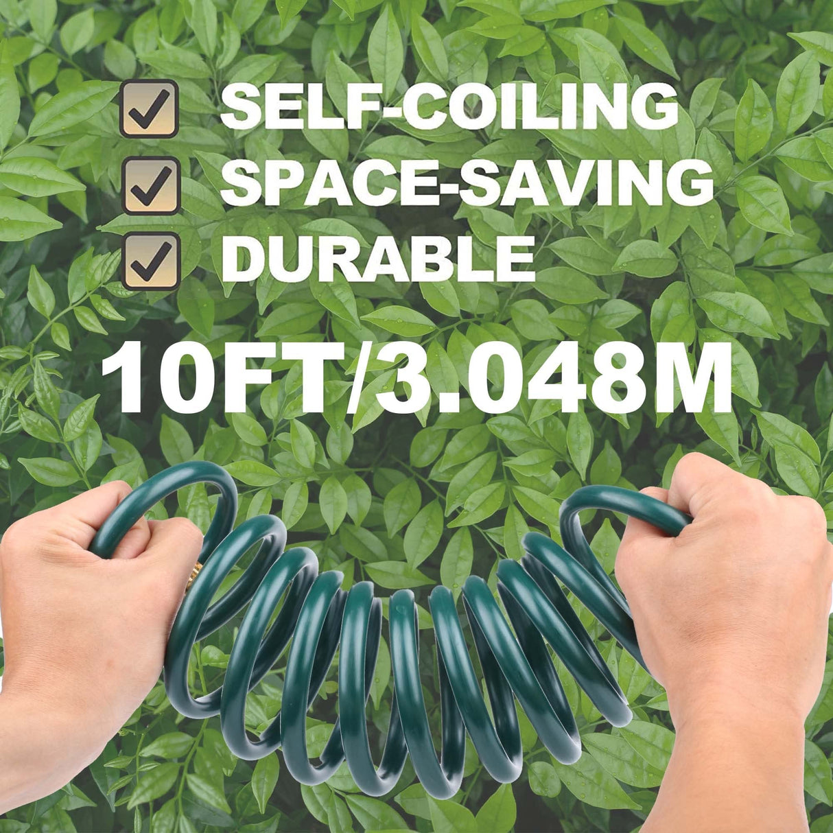 FUNJEE Lightweight EVA Coil 20 FT Garden Hose with 3/4" GHT Solid Brass Fittings