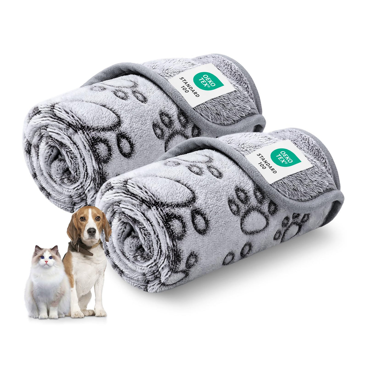 Luciphia Premium Soft Dog Blanket for Small Medium Large Dogs Washable 300GSM Fluffy Warm Fleece Puppy Cat Paw Print Pet Flannel Pcs2 Grey Paw XL(57"x40")
