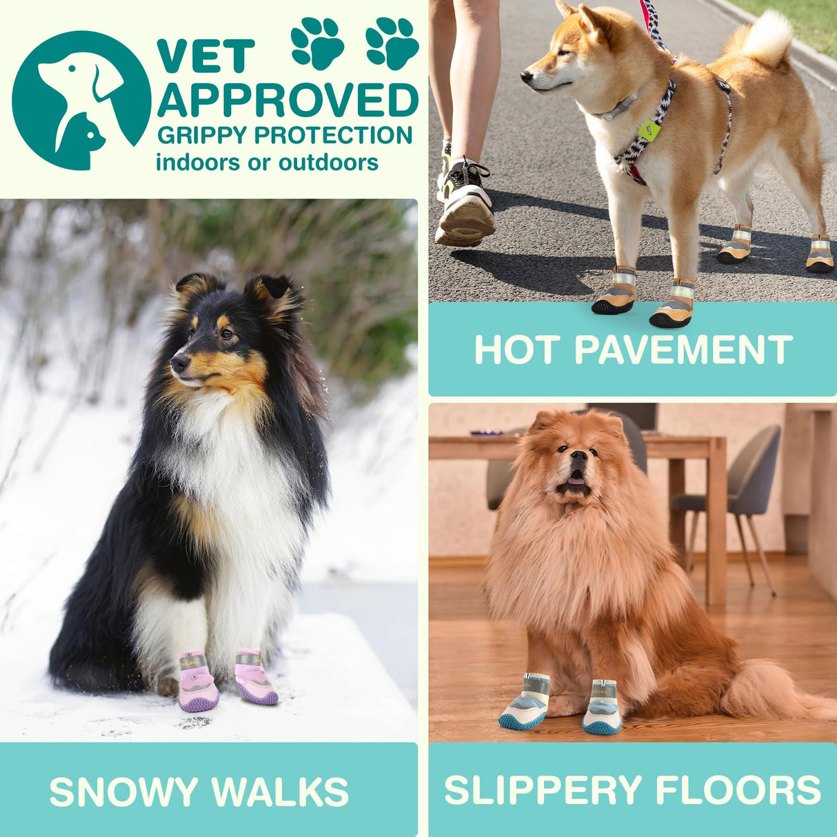 Petanims Dog Shoes for Large Dogs, Medium Dog Boots & Paw Protectors for Winter Snow, Breathable Dog Booties for Hot Pavement, Hardwood Floors Purple Size 6