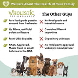 Wholistic Pet Organics Diatomaceous Earth - Food Grade for Dogs & Cats - 13 Oz - Multi Use Powder - Pet Safe Non-Chemical Freshwater Sourced Silica Supports Overall Health - Made in USA - 105 Scoops