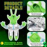 Huhumy Green Alien Costume for Small Dog, Medium Dog Halloween Astronaut Outfits Alien Pet Costume Cute Hooded with Reflective Outfits for Puppy Kitten Halloween Cosplay Party(M)