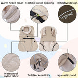 Dog Cold Weather Coats Pet Water-Resistant Jackets Snow Clothes Harness Suit Winter Gear (Beige, Medium)