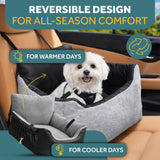 JOTADE Dog Car Seat for Small & Medium Dogs – Washable & Reversible Pet Travel Booster Seat, Double Safety Leashes, Anti-Slip Design, Extra Cushion Cover, Easy Install Puppy Car seat up to 35 lbs