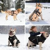 Mihachi Dog Snow Jacket Waterproof Dog Coat with Harness Built in,Thick Fleece Lined & Pockets,Turtleneck Warm Winter Jacket for Small Dogs Reflective Fleece Vest with Zipper,Snowsuit Outfit, Black S