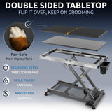 KANIS Professional Electric Dog Grooming Table - Heavy Duty, Height Adjustable Pet Grooming Table w/Leveling Wheels, Dog Grooming Arm, Anti Slip Tabletop & Tool Organizer (Grey, 49")