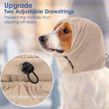 AOFITEE Dog Calming Hoodie - Anti-Slip Dog Ear Muffs Cover for Noise Anxiety, No Shake Ear Wrap for Dogs Hematoma, Adjustable Dogs Headband for Grooming, Fireworks, Thunderstorms, Brown L
