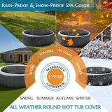 Inflatable Hot Tub Cover Round Replacement, Fit Saluspa Coleman Intex Spa Cover, Insulated Energy-Saving Weatherproof Lid, Unique Design Flexible Adjust Pool Cover Size-Life Time Support