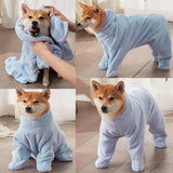 HDKUW Dog Towel Robe with Hood & Paw Covers, Full Coverage Pet Bathrobe, Super Absorbent Thick Plush Toweling Wrap with Back Zipper for Cats Small Medium Large Dogs XL