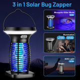 Jinyeda Bug Zapper Outdoor & Indoor, Solar Mosquito Zapper Waterproof, 3500 V Electric Fly Zapper Rechargeable, Cordless Mosquito Killer for Camping, Home, Patio, Kitchen