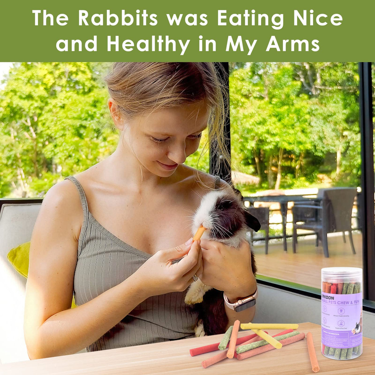 ERKOON 80Pcs Rabbit Timothy Hay Sticks, Five Flavors：PurplePotato/TimothyHay/Pumpkin/Strawberry/Carrot，Suitable Guinea Pig, Hamste, Gerbil, Chinchilla Treats, Chew Toys for Teeth for Bunnies ﻿