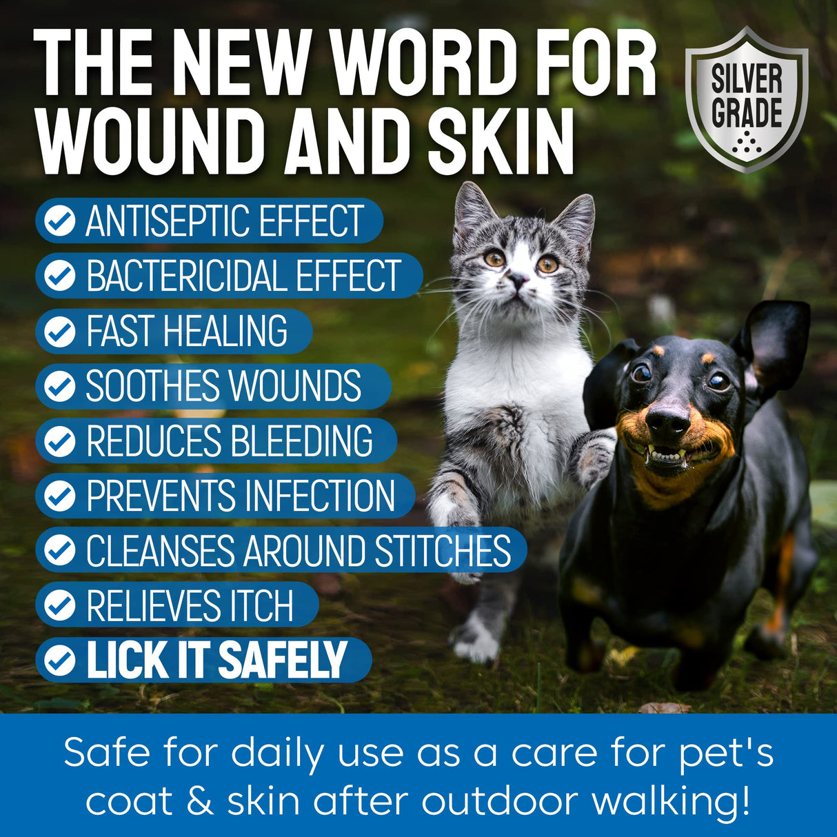 SILVER GRADE Wound Spray for Pets – Colloidal Silver Wound Care for Dogs & Cats – Helps with Skin Irritation, Hot Spots, Rashes, Scratching, Itch, Bites & Burns – Use a Dog Cone – 4 oz