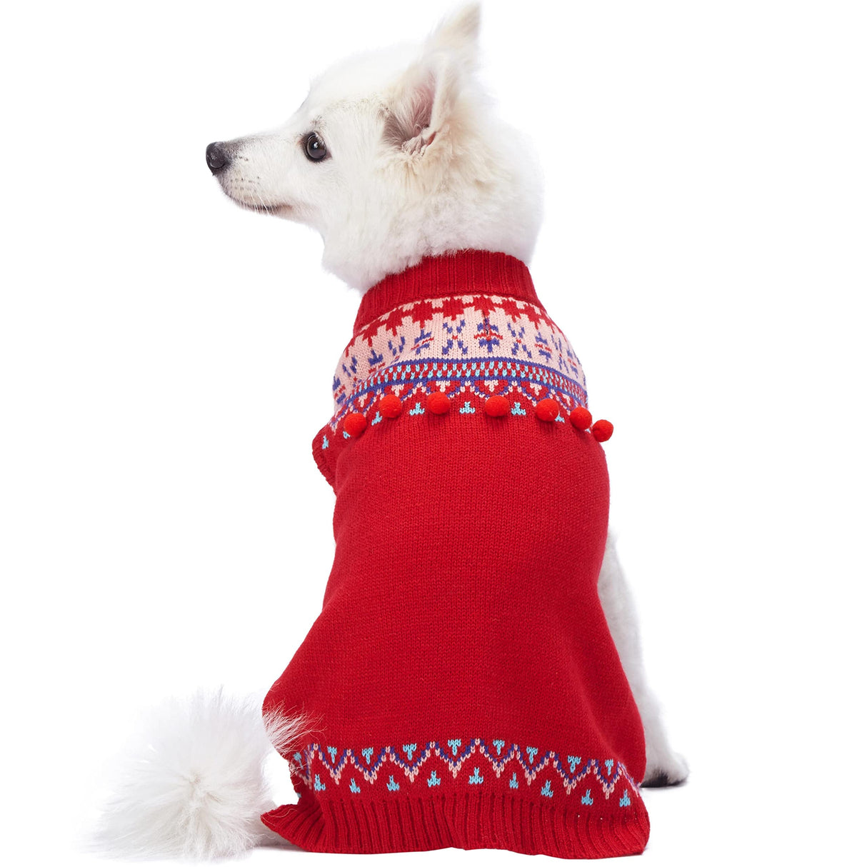 Blueberry Pet Icelandic Lopi Pullover Dog Sweater in Holiday Red, Back Length 16", Pack of 1 Clothes for Dogs
