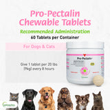 Vetoquinol Pro-Pectalin Chewable Tablets for Dogs & Cats, Helps Relieve Occasional Diarrhea, Situational Diarrhea Relief with Kaolin and Pectin, Contains Beneficial Probiotic Bacteria, 60ct