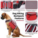DENTRUN Dog Hiking Backpack, Hound Dog Saddlebag Backpack, Nylon Dog Harness Vest with Side Pockets Hiking Pack, Dog Backpack Hiking Walking Training Running for Medium & Large Dogs